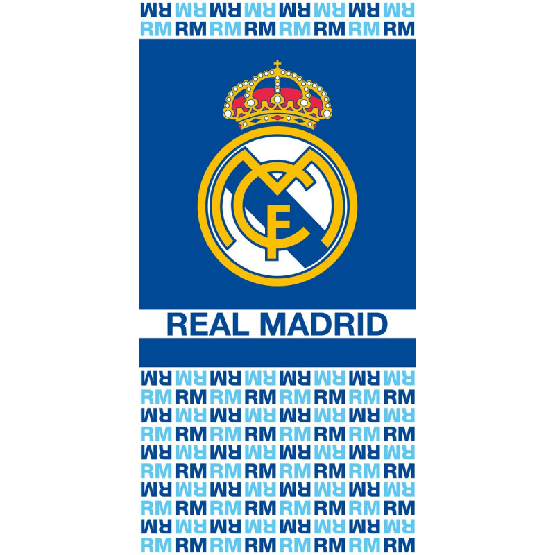 Modrá Osuška Real Madrid CF, Znak Klubu, 70x140cm, 100% Bavlna