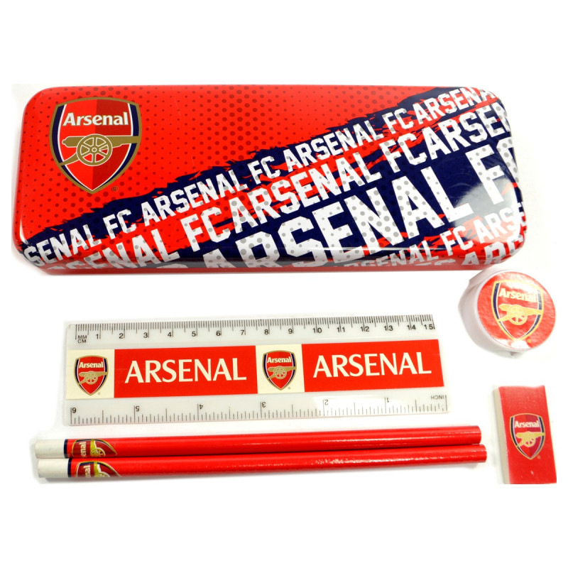 Školní sada Arsenal FC, pravítko, guma, ořezávátko, tužky, krabička