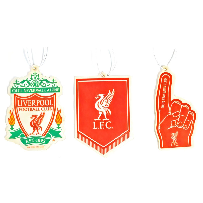 Vůně do auta Liverpool FC, 3 ks, klubový znak, vlajka, ruka s nápisem