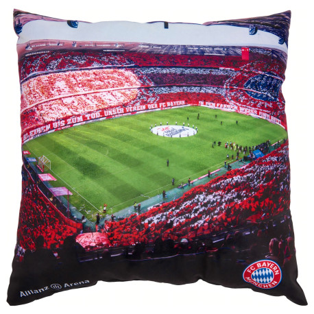 Polštářek FC Bayern Mnichov, design Allianz Aréna, znak klubu, 40x40cm