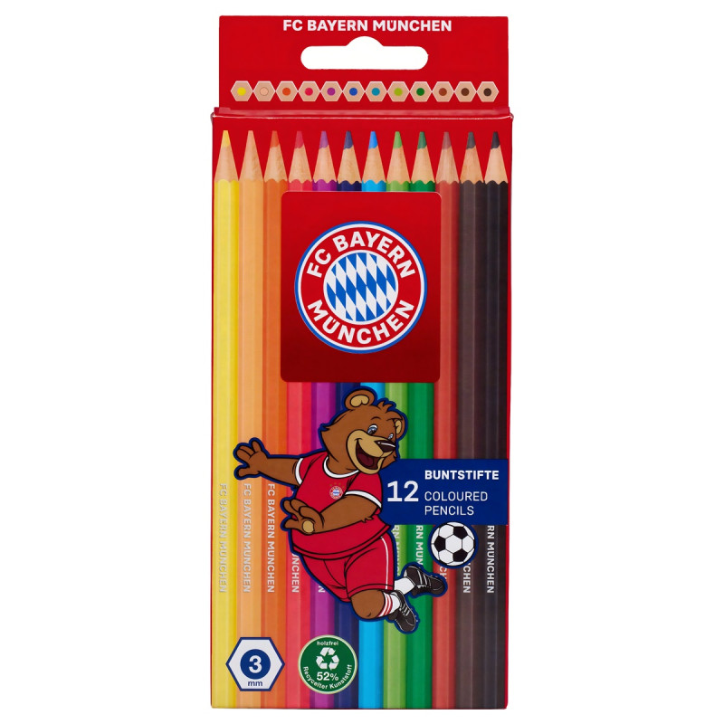 Barevné tužky FC Bayern Mnichov. Sada 12 kusů.