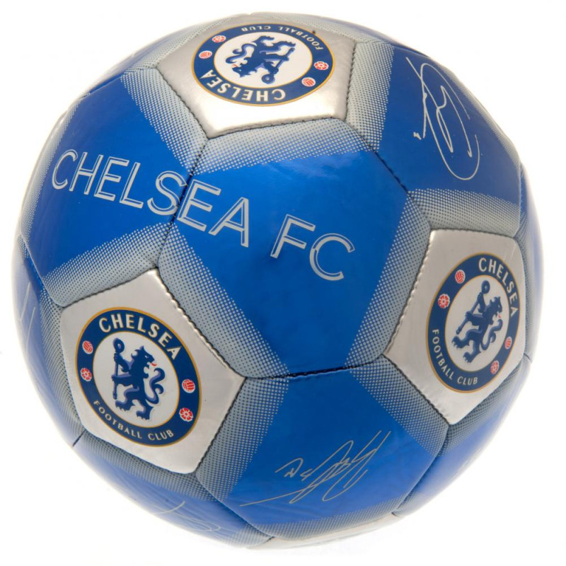 Fotbalový míč Chelsea FC, modro-stříbrný, podpisy hráčů, vel. 5
