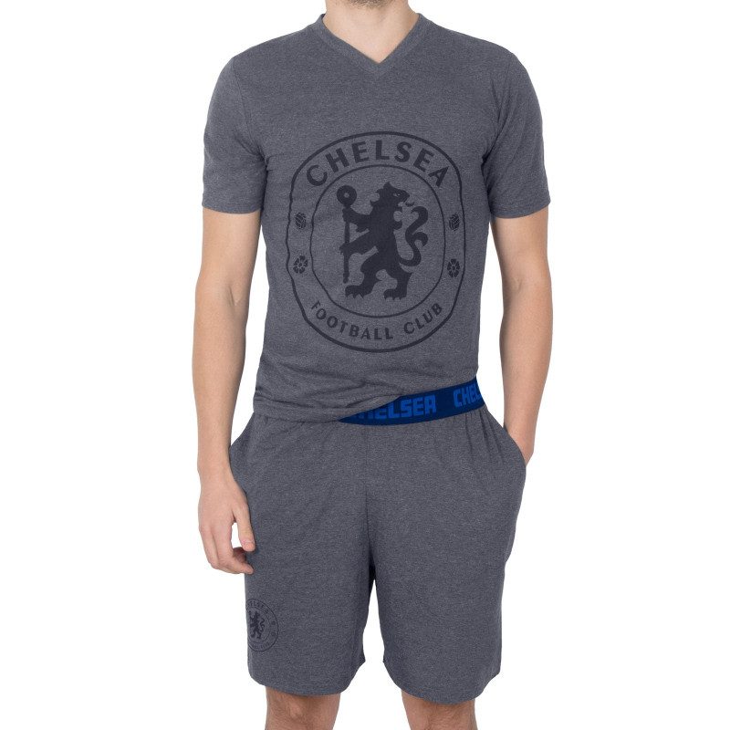 Pánské Pyžamo Chelsea FC, šedé, tričko, šortky, bavlna