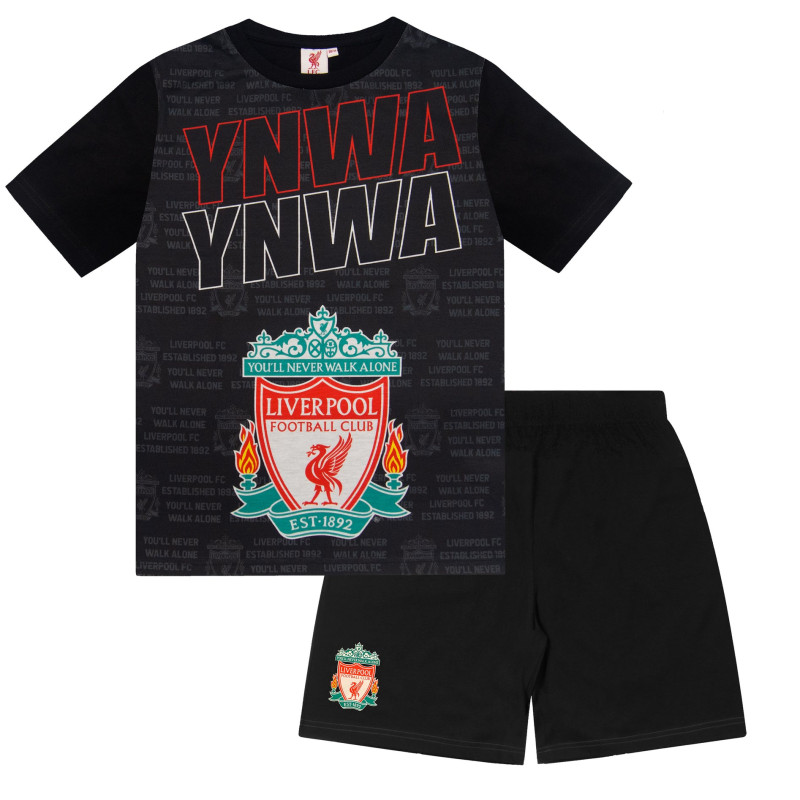 Dětské pyžamo Liverpool FC, tričko, šortky, šedá a černá