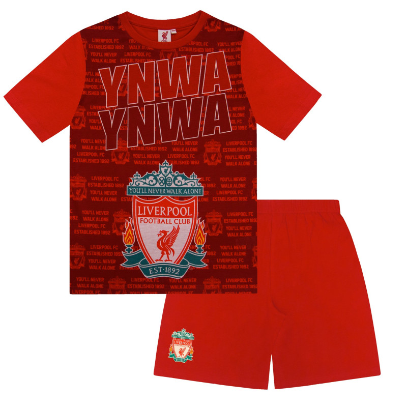 Dětské pyžamo Liverpool FC, tričko, šortky, červené