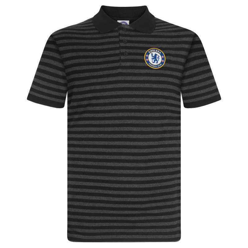 Polo Tričko Chelsea FC, vyšitý znak, černá a šedá