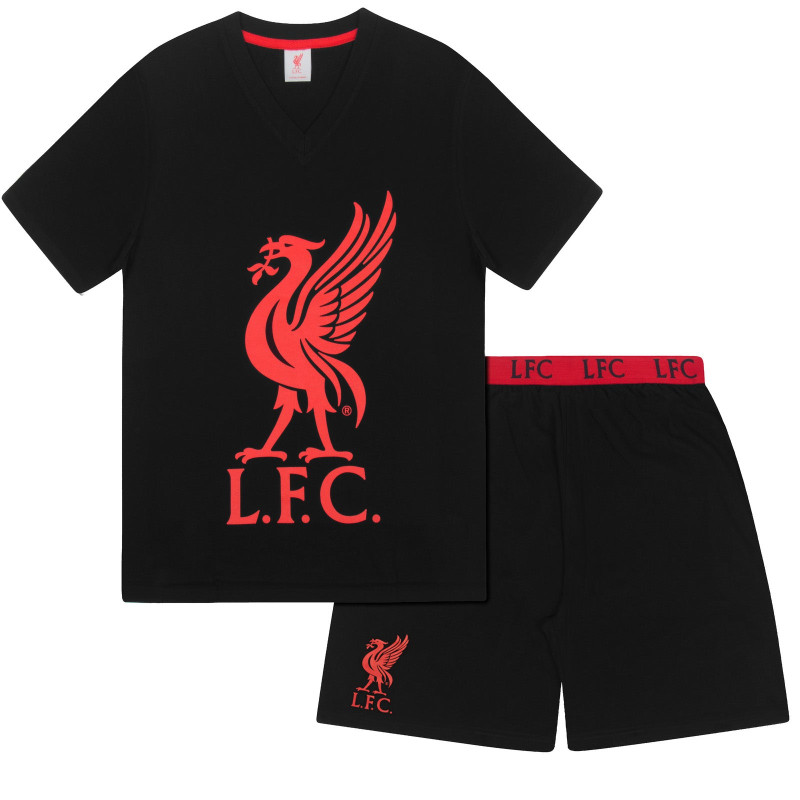Pánské Pyžamo Liverpool FC, černé, tričko, šortky, bavlna