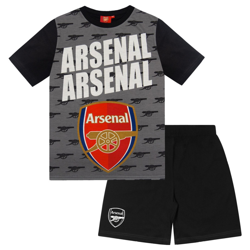 Dětské pyžamo Arsenal FC, tričko, šortky, šedá a černá