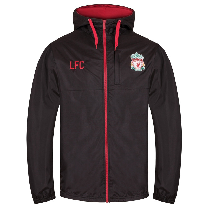 Bunda Liverpool FC s kapucí, zip, kapsy, znak, černá