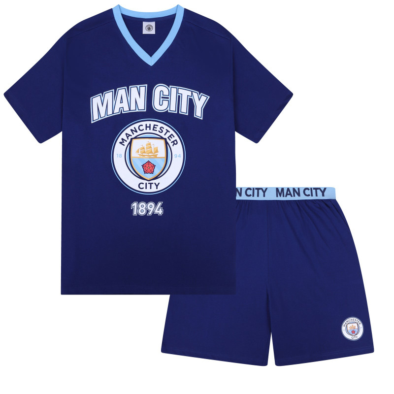 Pánské Pyžamo Manchester City FC, tričko a šortky, bavlna