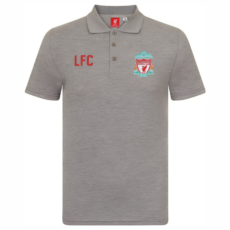 Polo Tričko Liverpool FC, vyšitý znak, šedé