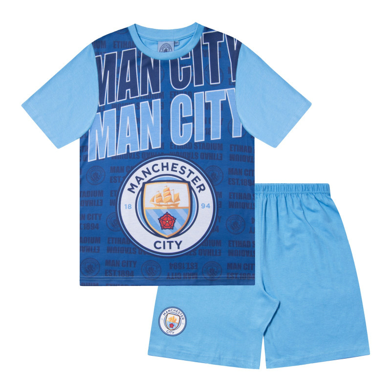 Dětské Pyžamo Manchester City FC, krátký rukáv, šortky, bavlna