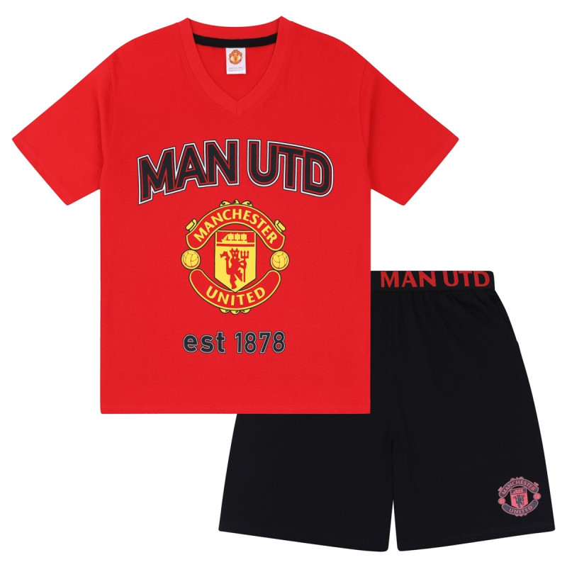 Pánské pyžamo Manchester United FC, 100% bavlna, červená/černá