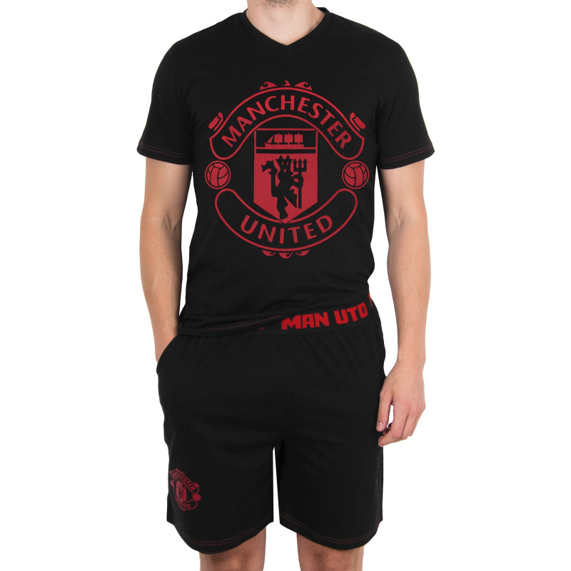 Pyžamo Manchester United FC, tričko, šortky, černé, bavlna
