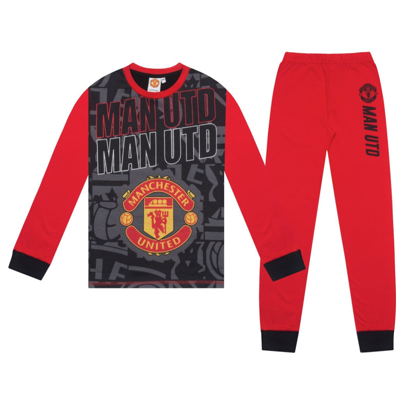 Dětské Pyžamo Manchester United FC, dlouhé, červené, bavlna
