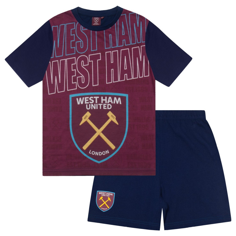 Dětské pyžamo West Ham United, tričko, šortky, 100% bavlna