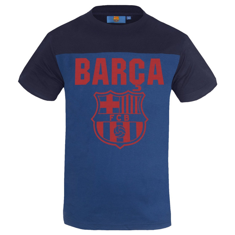 Tričko FC Barcelona, 100% Bavlna, Světle/Tmavě Modrá, Oficiální