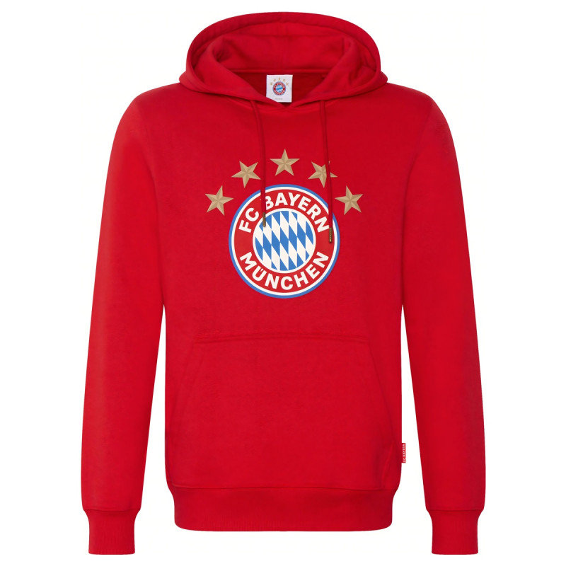 Mikina FC Bayern Mnichov s kapucí, červená, 100% bavlna