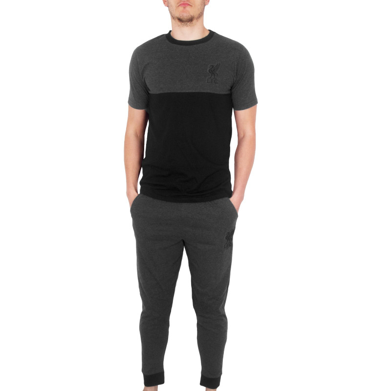 Pánské pyžamo Liverpool FC, tričko, kalhoty, šedá a černá