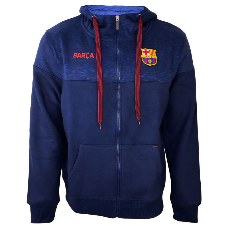 Mikina FC Barcelona, modrá, kapuce, zip