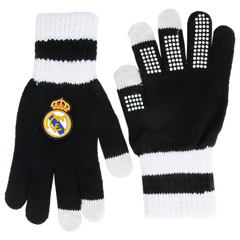 Rukavice Real Madrid FC, černo-bílé, protiskluzové, S
