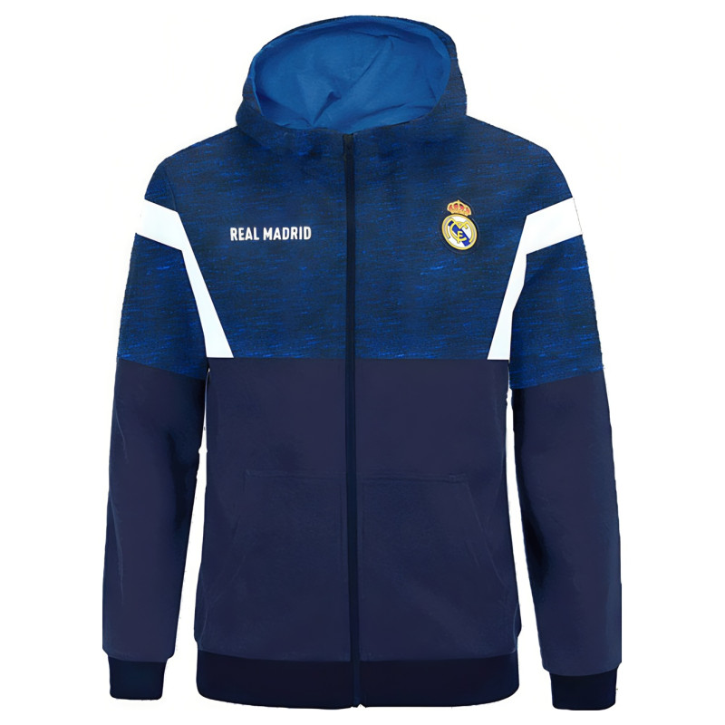 Mikina Real Madrid FC, modrá, kapuce, zip