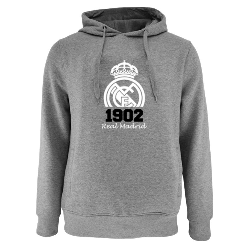 Mikina Real Madrid FC, šedá, kapuce, zip