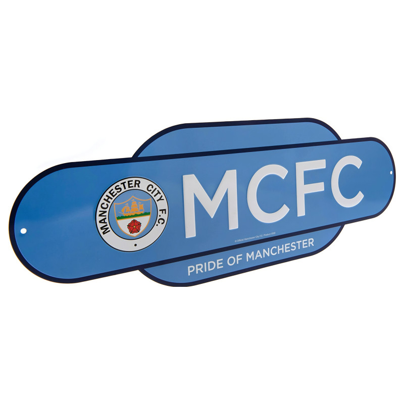 Kovová cedule Manchester City FC, modrá, 44x15 cm