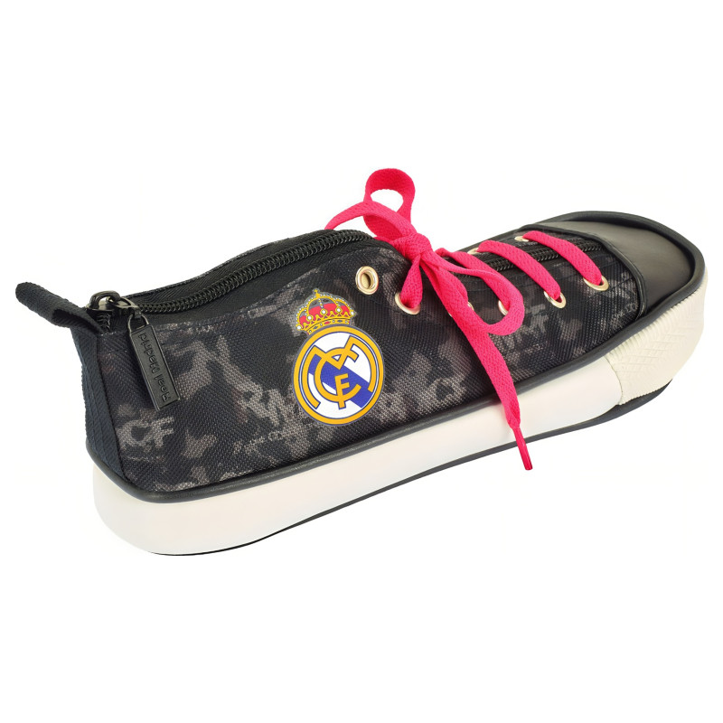 Penál Real Madrid FC, černo-bílý, tvar boty, zip