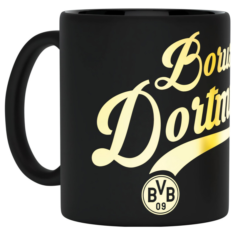 Hrnek Borussia Dortmund, černý, metalický nápis, 300ml