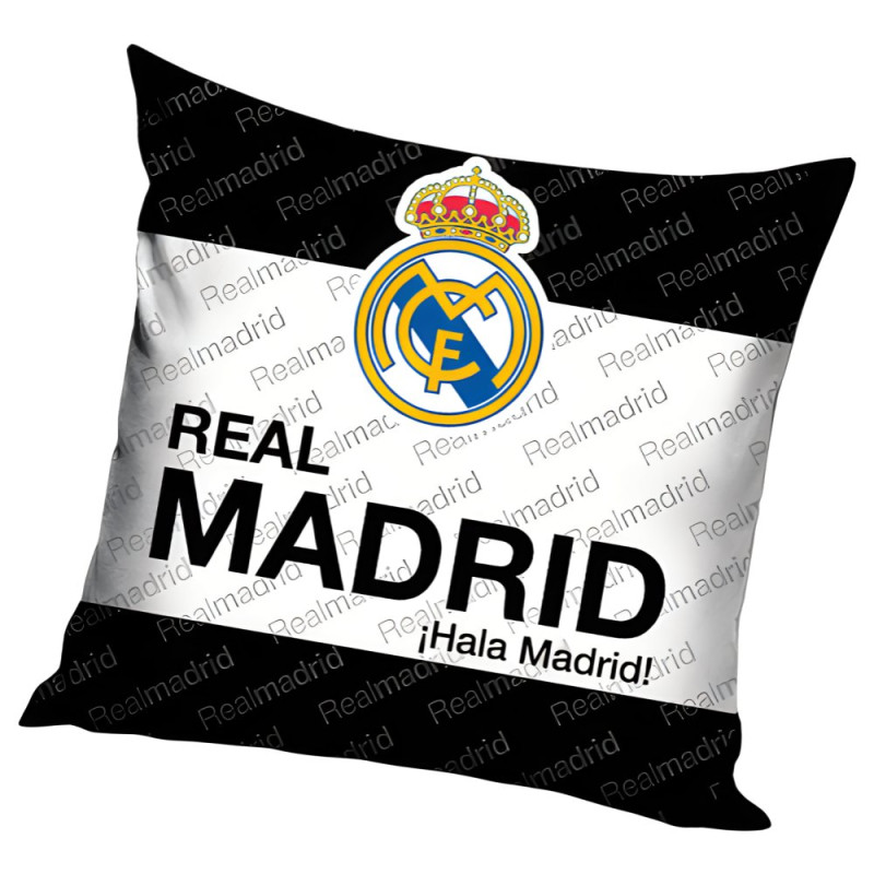 Polštářek Real Madrid FC, bílo-černý, 40x40 cm